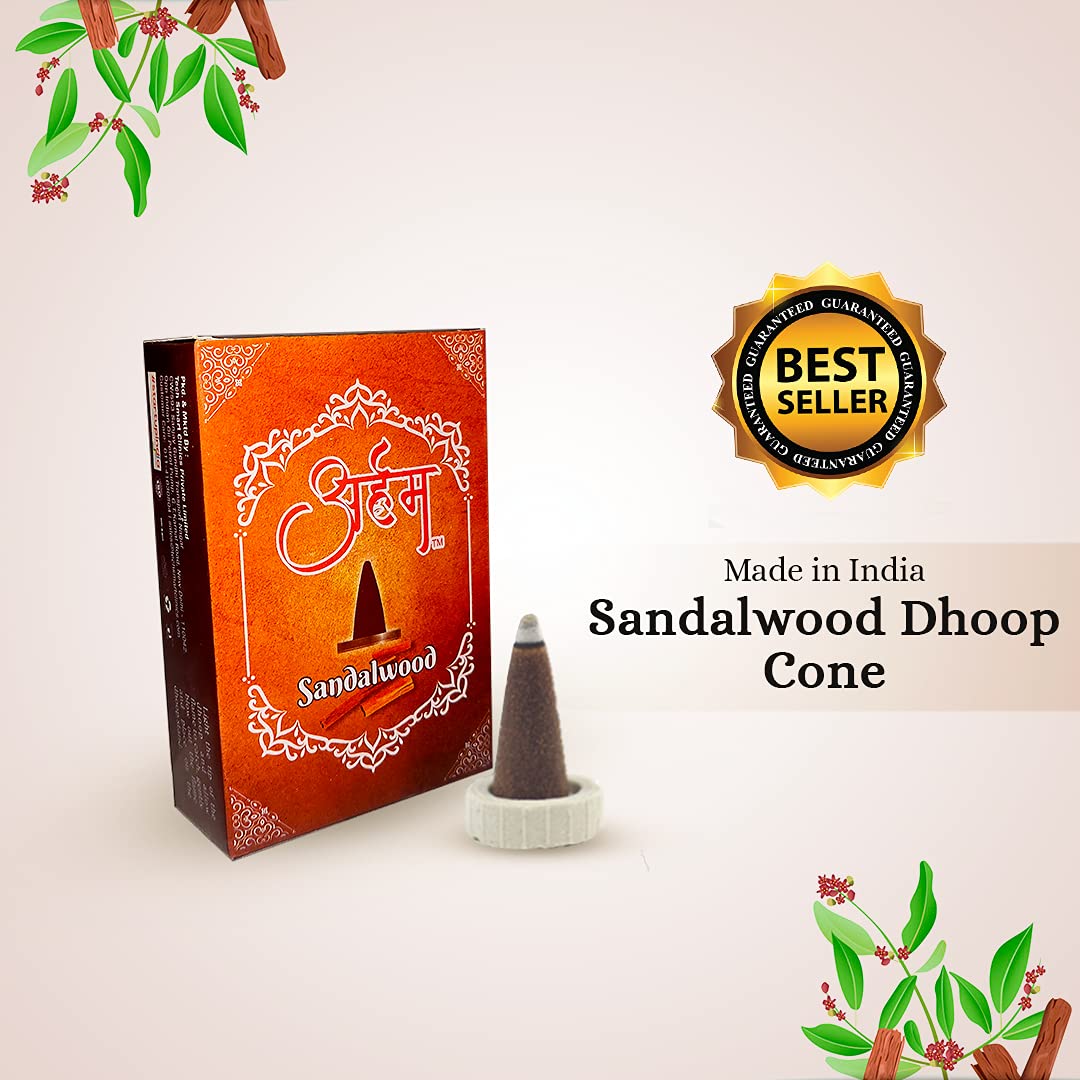 Arham Premium Sandalwood Dhoop Cones (Pack of 6)